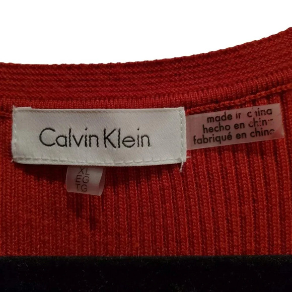 Calvin Klein Cool Red Crew Neck Sleeveless Shell Sweater Vest Top XL - Picture 3 of 11
